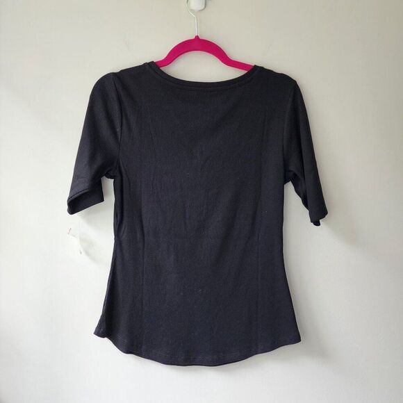 Sonoma Fitted T-Shirt | 3/4 Length Sleeves | Henley Style | Black Size Medium - Picture 2 of 4